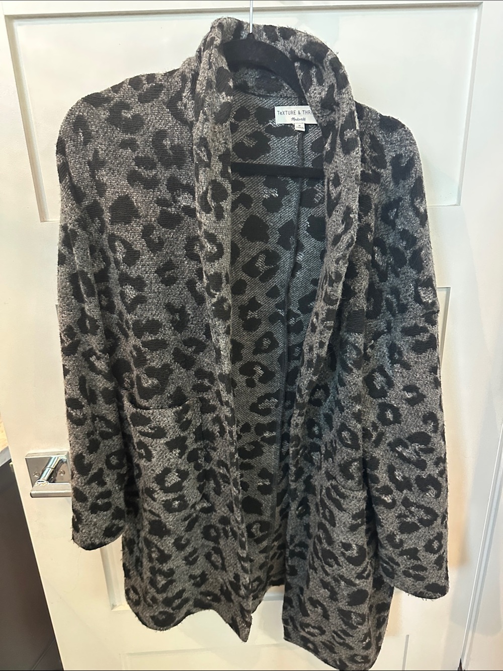 Madewell Gray & Black Leopard Print Open Cardigan